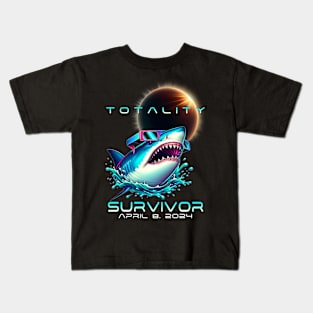 Shark Totality Survivor I Survived the Solar Eclipse 2024 Kids T-Shirt